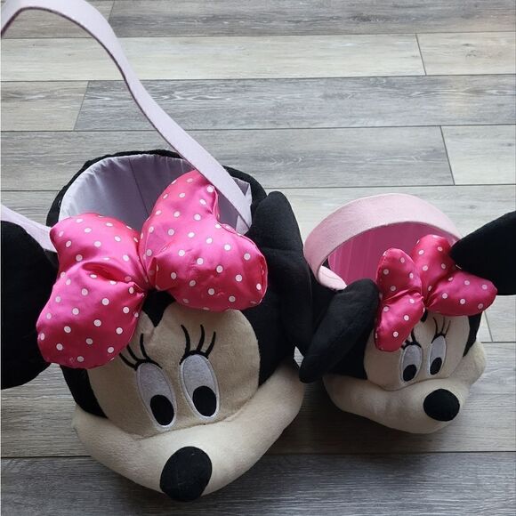 Disney Other - adorable Minnie Mouse head plush baskets with handles! This set includes 2 baske